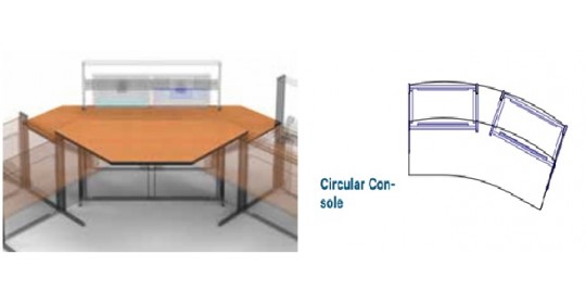 Worktops, Circular Console R3000,D- 1200 (straight). Worktops, Circular Console R3000,D- 1200 (straight).