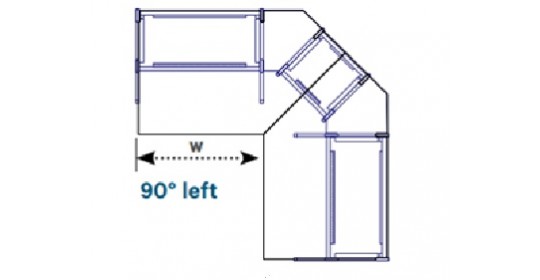 Worktops, 90° left, D1050 lowered (W- 1830).