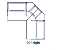 Worktops, 90° right, D1050 lowered (W- 1230).