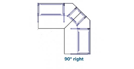 Worktops, 90° right, D1050 lowered (W- 1230).