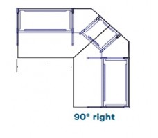 Worktops, 90° right, D1050 lowered (W- 1830).