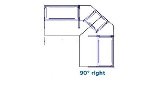 Worktops, 90° right, D1050 lowered (W- 1830).