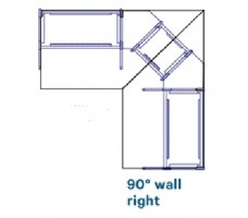 Worktops, 90° wall right, D1050 lowered (W- 1230).