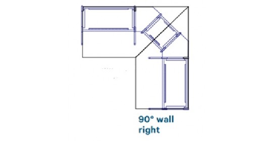 Worktops, 90° wall right, D1200 lowered (W- 630).