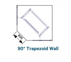 Worktops, 90° trapezoid wall, D1200 lowered.