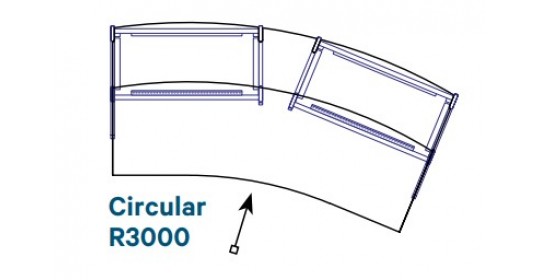 Circular 22,5° - R3000 Worktops, 2 modules, D1050 lowered(W-1230).