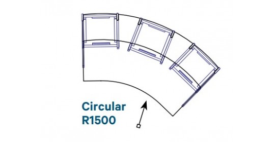 Circular 45° - R1500 Worktops, 3 modules, D1200 straight(W-630).
