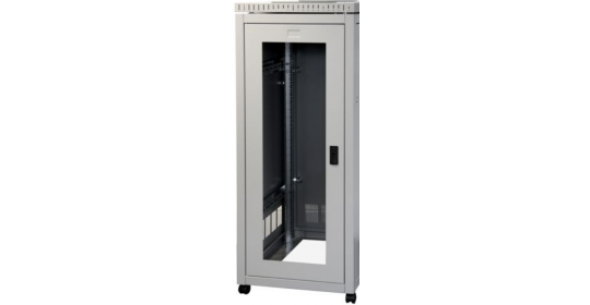 Door Front Glass Rack 24U D600 - RAL7035