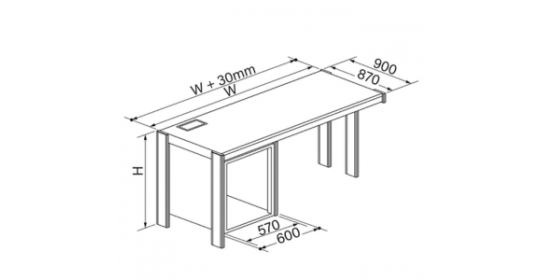 Deep Computer Workstation With Left Storage Drawer Cabinet