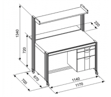 Mobile Computer Workstation with Right Storage Drawers Mobile Computer Workstation with Right Storage Drawers