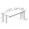 Ergonomic Control Room Combi Desk With 3-Drawer Right Pedestal(W1710,H720)