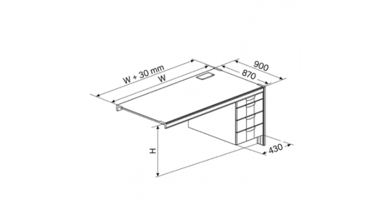 Ergonomic Side Workstation and Right Desk Pedestal