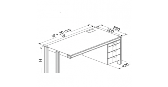 Deep Surface Tech Workstation Desk With Right Drawers
