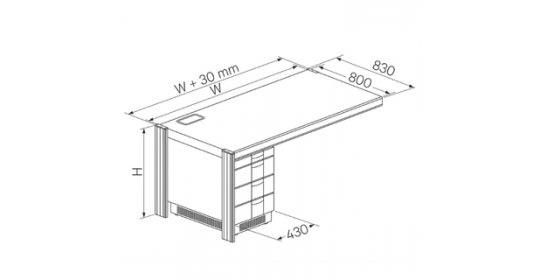Left Side Extension Office Desk With Storage Drawers & Wire Routing Left Side Extension Office Desk With Storage Drawers & Wire Routing