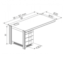 Modular Add-On Desk With Left Drawer Cabinet & Cable Management Modular Add-On Desk With Left Drawer Cabinet & Cable Management