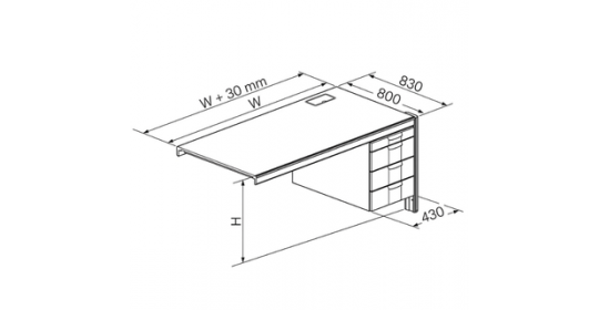 Modular Workstation Side Desk With Right Drawer Unit