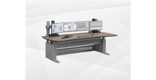Curved Control Room Desk with Under Table Device Module.