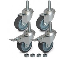 Castors 4pcs/set, M10 Single Point Fix, Freestanding -250Kg. Castors 4pcs/set, M10 Single Point Fix, Freestanding -250Kg.