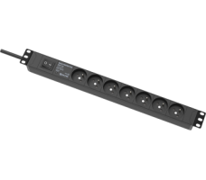 Multi socket outlet , SPD Type 3 for 19" RACK, 3 m power supply cord, 7x socket outlet