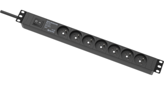 Multi socket outlet , SPD Type 3 for 19" RACK, 3 m power supply cord, 7x socket outlet