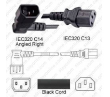 Powercord IEC 60320 C14 Plug Right To C13 10a/250v 18/3-6Ft