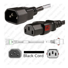 Power Cord IEC320 C14 Plug To C13 WS-Lock 10a/250V  17/3 SJT- 3Ft
