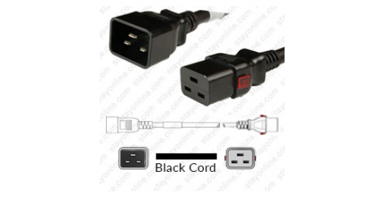 Power Cord IEC320 C20 Plug To C19 WS-Lock 20a/250V  12/3 SJT- 6Ft