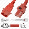 IEC320 C14 Male Plug to C13 Connector Dual-Lock 0.9mtr / 3ft 10a/250v 18/3 SVT Red
