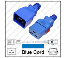 IEC 320 C20 Plug to IEC 320 C19 Connector WS-Lock Blue 4.5Mtr / 15Ft 20a/250v 12/3 SJT