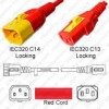 EC320 C14 Male Plug to C13 Connector V-Lock 1.8mtr / 6ft 10a/250v H05VV-F3G.75 & 18/3 SVT Red