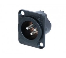 Chasis Mount 3PIN Male XLR Solder Cups, Black Metal Housing. Chasis Mount 3PIN Male XLR Solder Cups, Black Metal Housing.