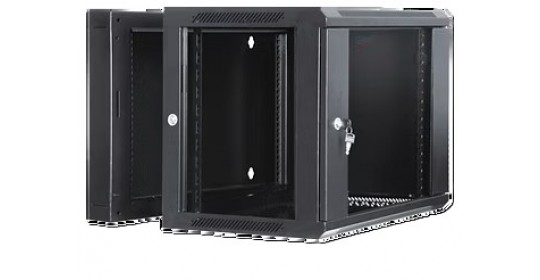 Cabinet 6U W600 D550 D/S W/FG Door,1FAN,SP W/O LK - RAL9005.