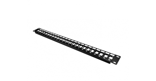 Patch Panel 24 Port Unloaded 1U For CAT6/6A Keystone -Webb. Patch Panel 24 Port Unloaded 1U For CAT6/6A Keystone -Webb.