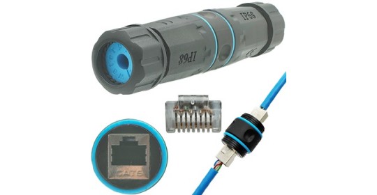 Coupler RJ45-RJ45 CAT6 Shielded IP68 Waterproof W/Cover-BK.