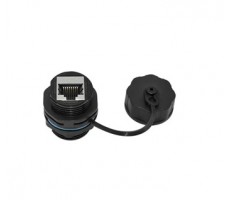 Coupler RJ45-RJ45 CAT5E UnShld IP67 Waterproof W/Cover-BK